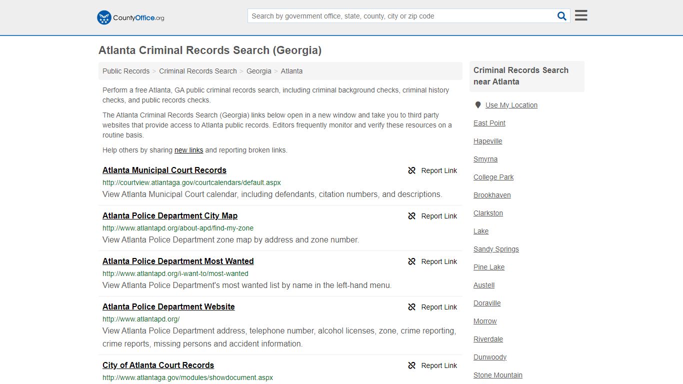 Atlanta Criminal Records Search (Georgia) - County Office